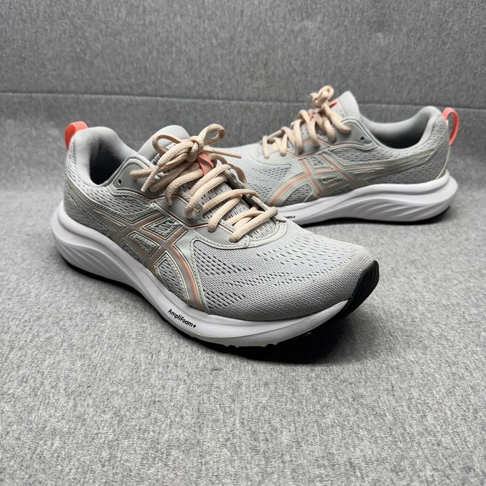 Asics Gel-Contend 9 Shoes Womens Size 9 Light Grey/Coral Pink Running Sneakers